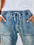 Women's Ripped Denim Trousers Straight Leg Pants