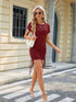 Women's short-sleeved side drawstring slim fit hip-hugging dress