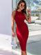 Women's Sleeveless Drawstring Waist Over-the-Knee Dress with High Slit