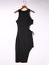 Women's Sleeveless Drawstring Waist Over-the-Knee Dress with High Slit