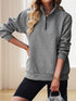 Women's Solid Color Loose Half-Zip Pullover Sweatshirt with Long Sleeves