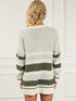 Women's Striped Mid-Length Knit Cardigan in Contrast Colors