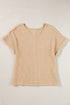 Women's V Neck Dolman Sweater, Short Sleeve Tunic Pullover Top, Lightweight Knit Sweater Blouse