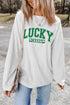 White LUCKY CHARM Graphic Corded Sweatshirt