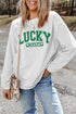 White LUCKY CHARM Graphic Corded Sweatshirt
