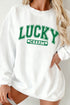 White LUCKY CHARM Graphic Corded Sweatshirt