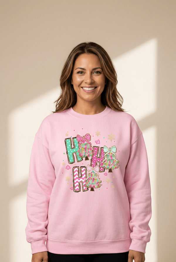 Women's Ho Ho Ho Pastel Christmas Graphic Sweatshirt