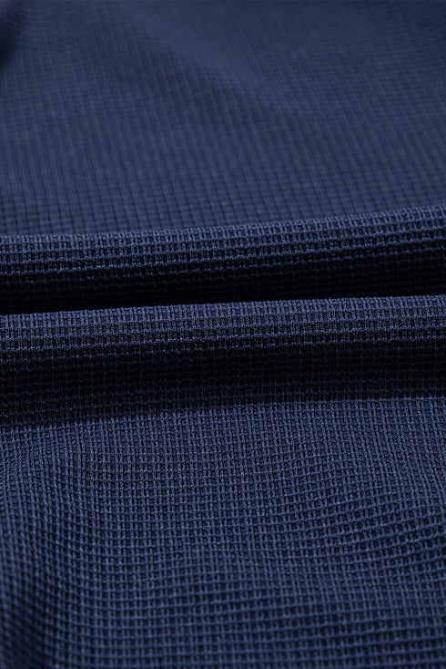 Navy Blue Stitched Detail Drop Shoulder Waffle Knit Romper