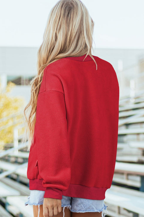 Racing Red NEBRASKA Double Side Printed Mock Neck Reversible Sweatshirt