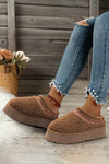 Cozy Women's Chestnut Sherpa Plush Snow Boots with Thick Sole & Embroidery for Ultimate Winter Comfort