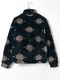 black-aztec-pattern-zipper-collared-sherpa-jacket