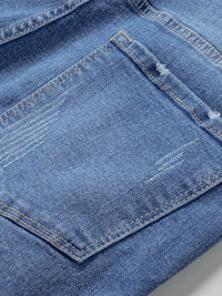 ripped-fringed-denim-shorts-straight-breasted-pant