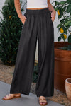 Trendy High Waist Wide Leg Jeans for Women in Classic Black with Frills and Pockets - Stylish and Comfortable Fit