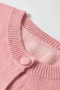 Light Pink Heart Pattern Button Front Cardigan Sweater