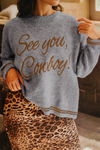 Cozy Women's Western Graphic Sweater - Trendy Casual Knit for Effortless Everyday Style in Soft Neutral Tones