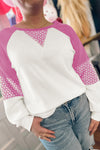 Women's Casual Chic Long Sleeve Top - Pink Floral Print Patchwork Design for Effortless Style and Comfort