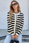 Cozy Striped Cardigan for Women - Relaxed Fit Knit Sweater in Soft Pastel Colors, Ideal for Layering and Casual Style