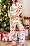 Cozy Women's White Christmas Print Lounge Set: Festive Pullover & Pants for Ultimate Comfort and Holiday Style