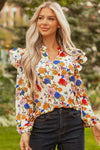 Elegant Women's Floral Long Sleeve Blouse - Lightweight, Casual Fit Perfect for Spring and Summer Style