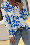 Stylish Women's Short Sleeve Blue Floral Blouse - Flattering Fit for Spring & Summer Casual Outings