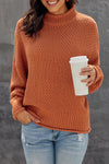 Chic Oversized Orange Batwing Turtleneck Sweater for Women - Cozy Long Sleeve Knitwear for Effortless Fall Style