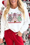 Personalized Women's White Christmas Tree Graphic Sweatshirt - Cozy Holiday Wear for Festive Winter Style