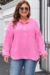 Plus Size Women's Relaxed Fit Pink Casual Top with Short Sleeves for Everyday Comfort and Style