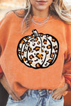 Cozy Women's Orange Leopard Print Pumpkin Sweatshirt - Chic Fall Fashion Essential for Trendy Style