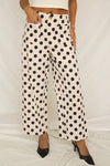 Trendy Women's White Polka Dot Loose-Fit Pants with Pockets - Comfortable Casual Wear for Effortless Everyday Style