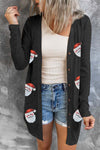 Festive Women's Black Sequined Santa Cardigan - Stylish Button-Up Sweater for Holiday Parties and Winter Celebrations