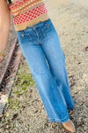 Chic Sky Blue Women's Casual Jeans with Button Tabs & Pockets for Effortless Style, Comfort, and Everyday Wear