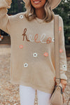 Cozy Women's Floral Embroidered Knit Sweater in Parchment - Loose Fit for Casual Outings and Everyday Comfort