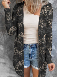 Wild Tiger Print Black Button-Up Cardigan for a Fashionable Fall