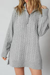 Chic Women's Soft Beige Cable Knit Sweater Dress - Casual Long Sleeve for Effortless Fall Fashion and Comfort