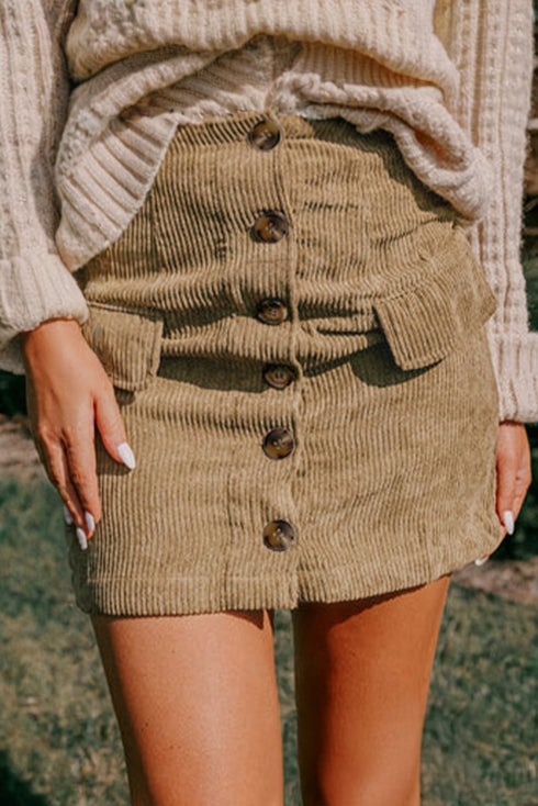 Chic Olive Green Women's Corduroy A-Line Mini Skirt - Stylish Casual Wear for Effortless Everyday Outfits