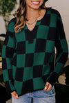 Women's Soft Knit Checked Sweater - Cozy Casual Fit for Fall & Winter Layering in Trendy Colors