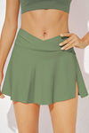 Trendy Women's Green Criss Cross Waist Flared Swim Skirt - Chic and Comfortable Beachwear for Stylish Summer Outings