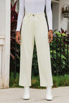Chic Women's Beige High Waist Straight Leg Corduroy Pants for Effortless Style and All-Day Comfort
