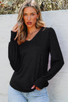Chic Women's V-Neck Long Sleeve Top in Soft Fabric - Perfect for Casual or Office Wear, Available in Elegant Colors