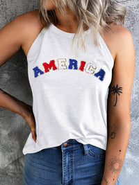 Chenille American Flag Sleeveless Tank Top