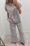Chic Beige Leopard Print Casual 2-Piece Women's Outfit - Trendy Tee and Comfy Pants Set for Effortless Everyday Style