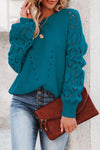 Chic Women's Blue Knit Sweater - Soft, Stylish, Relaxed Fit Perfect for Casual Outings and Everyday Comfort