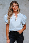 Trendy Women's Pastel Puff Sleeve Blouse - Casual Fit for Effortless Chic Style and Comfort