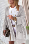Stylish Oversized Gray Cardigan for Women with Fold-Over Sleeves – Ideal for Layering and Casual Everyday Outfits