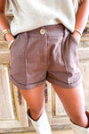 Stylish Women's Solid Color Cuffed Shorts - Comfortable Casual Summer Bottoms for Everyday Fashion