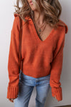Cozy Women's V-Neck Collared Sweater in Soft Knit - Perfect for Casual Chic Looks and All-Day Comfort