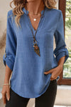 Chic Women's Solid Color Blouse in Soft Fabric - Effortless Style for Casual or Office Wear, Flattering Fit