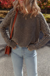 Chic Dark Brown Knit Sweater for Women – Cozy Casual Fit, Ideal for Fall and Winter Layering and Everyday Wear