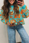 Cozy Boho-Chic Women's Western Print Sweater in Autumn Hues - Ideal for Casual Outings and Stylish Layering