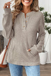 Stylish Women's Long Sleeve Henley Knit Top in Soft Cotton - Casual Everyday Shirt for Effortless Chic Comfort